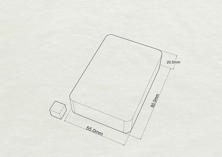 ゴム型サイズ 55x80x20mm